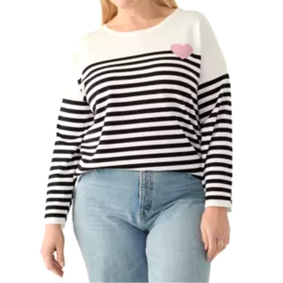 Philosophy Heart Intarsia Stripe Sweater Womens Plus Size 3X Pullover Crew neck - Picture 1 of 9
